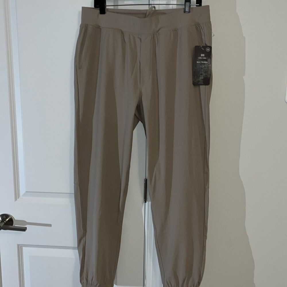 NWT $90 Tan Cory Vines City 4 Way Stretch Jogger Track Pants Sweatpants w/mark